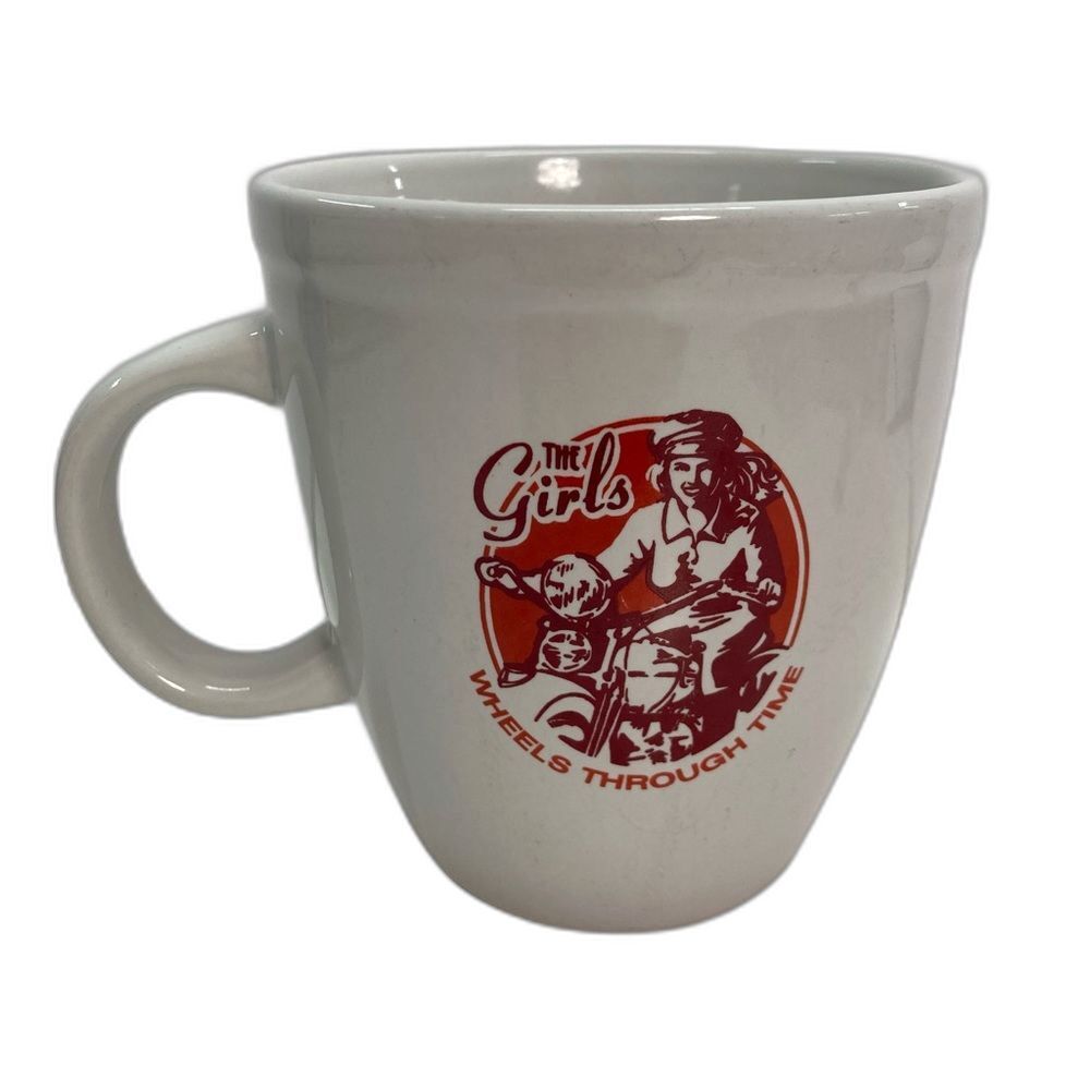The Girls Wheels Through Time Large Coffee Mug Red White Biker Babes Souviener
